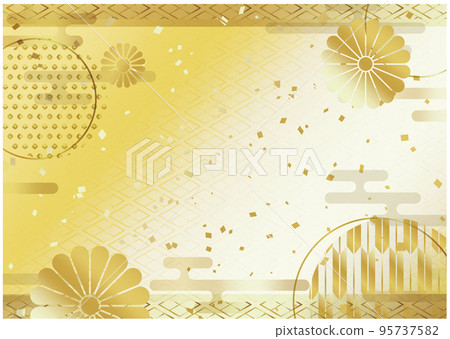 日式金色背景和日式圖案 95737582