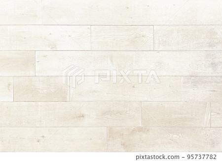 Horizontal background image of rough sawn timber aged floorboards in bright pale white wood 95737782