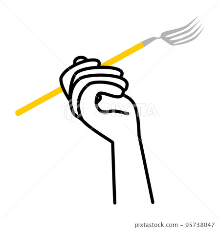 一隻手拿著叉子的插圖素材 一隻手拿著叉子的插圖素材 95738047