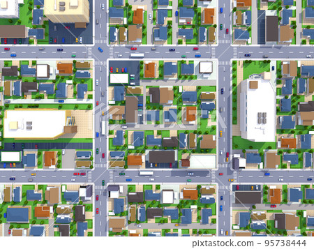 小區真鳥瞰住宅背景 95738444