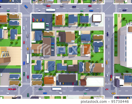 Residential area true bird's-eye view residential house background Residential area true bird's-eye view residential house background 95738446