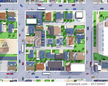 Residential area true bird's-eye view outline house background Residential area true bird's-eye view outline house background 95738447