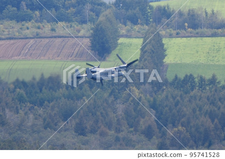 US Air Force V-22 Osprey cruising during exercises in Hokkaido US Air Force V-22 Osprey cruising during exercises in Hokkaido 95741528