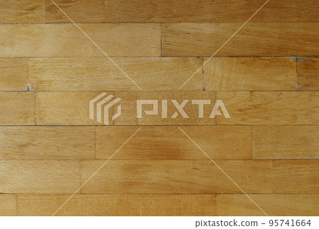 Old wooden floor background. Parquet texture or vintage hardwood planks surface for table.  95741664