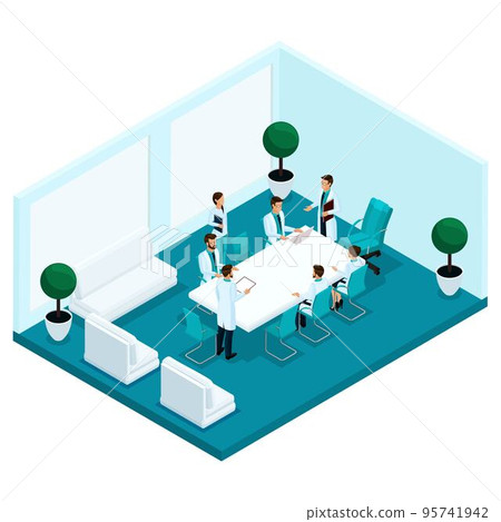 Trendy isometric people, a hospital room, doctor's office, staff, hospital staff, surgeons and doctors consultation are isolated on a light background Trendy isometric people, a hospital room, doctor's office, staff, hospital staff, surgeons and doctors consultation are isolated on a light background 95741942