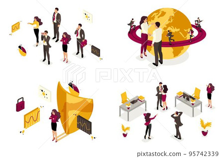 Isometric of the concept of business processes for world domination, the recruitment of staff for the command. For website and mobile application design Isometric of the concept of business processes for world domination, the recruitment of staff for the command. For website and mobile application design 95742339