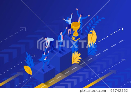 Isometric Start to grow and succeed right now, Business concept. Concept for web design 95742362