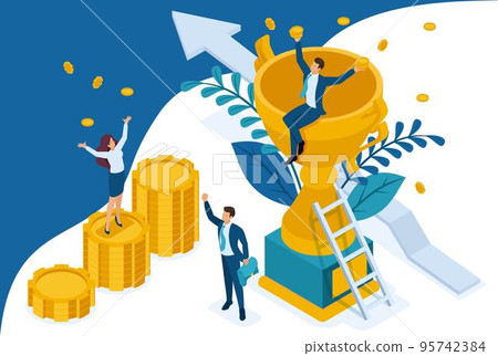Isometric The success of a good business team, banner. Concept for web design Isometric The success of a good business team, banner. Concept for web design 95742384