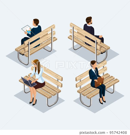 Trendy People Isometric vector 3D teenager, a young girl in a leather jacket, leather pants, stylish clothes, cool girl, traveler, vacation, airport, baggage, phone internet social networks 95742408