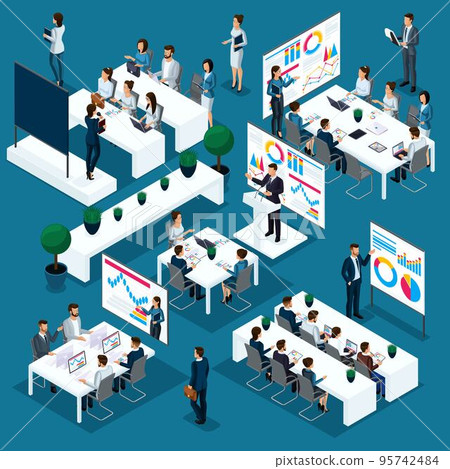 Isolated business coaching, isometric people, 3D person concept with different ways of training and development, the business process of young employees Isolated business coaching, isometric people, 3D person concept with different ways of training and development, the business process of young employees 95742484