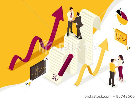 Isometric Business agreement partners, growth revenue schedules. Concept for web design Isometric Business agreement partners, growth revenue schedules. Concept for web design 95742506
