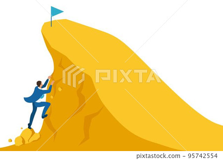 Isometric Bright site concept Build a career, businessman climbs the big Golden mountain, succeed. Concept for web design Isometric Bright site concept Build a career, businessman climbs the big Golden mountain, succeed. Concept for web design 95742554