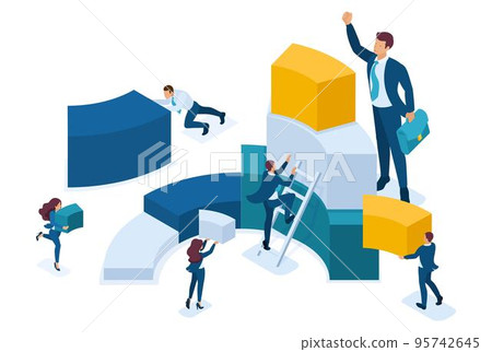 Isometric Data for analysis, creating charts, businessmen carry information. Concept for web design 95742645