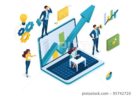 Isometric business concept, working together as a team to achieve success. Concept for web design 95742720
