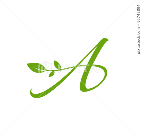 Letter A Natural Green leaf ecology element vector sign 95742894