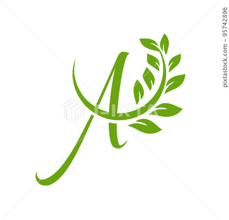 Letter A Natural Green leaf ecology element vector sign 95742896