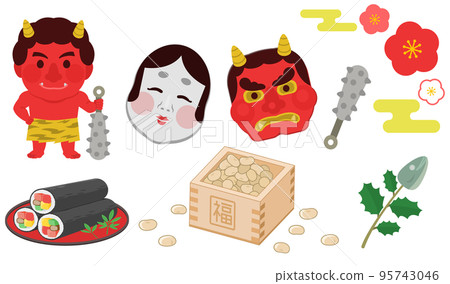 Setsubun ehomaki 和惡魔集插圖素材 95743046