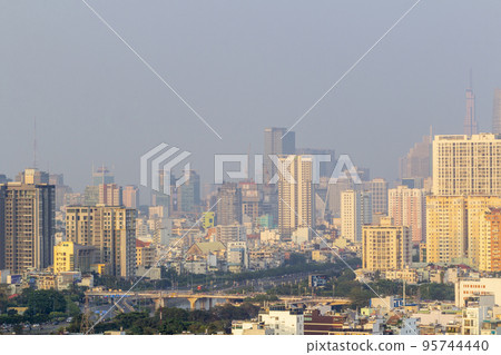 Impression landscape of Ho Chi Minh city at night, Saigon river flows through the city. High-quality photo Impression landscape of Ho Chi Minh city at night, Saigon river flows through the city. High-quality photo 95744440