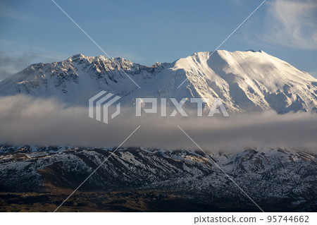 Winter mountain landscape and clouds Winter mountain landscape and clouds 95744662