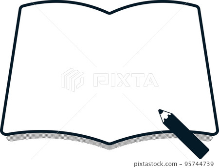 Stationery frame book notebook pencil pen simple monochrome frame Stationery frame book notebook pencil pen simple monochrome frame 95744739