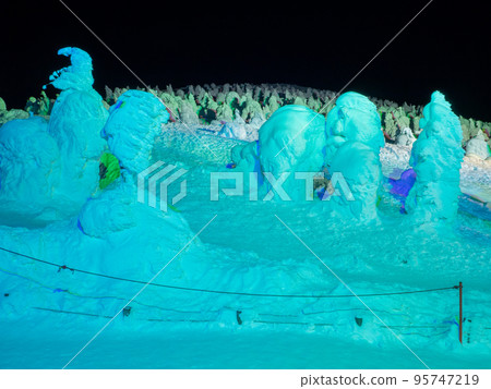 Illuminated rime trees (Yamagata Prefecture, Mt. Zao, Jizo Sancho Station) Illuminated rime trees (Yamagata Prefecture, Mt. Zao, Jizo Sancho Station) 95747219