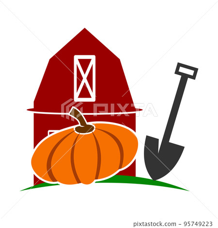pumpkin farming logo Icon Illustration Brand Identity 95749223