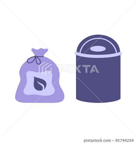 flat vector illustration of garbage bag and garbage can flat vector illustration of garbage bag and garbage can 95749284
