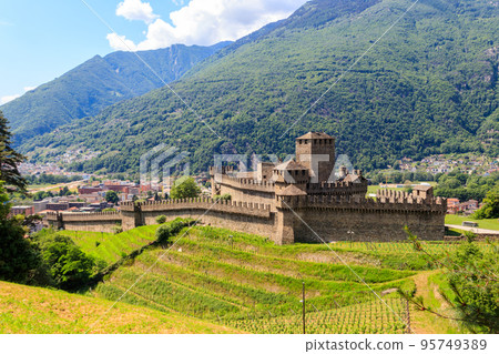 Montebello Castle in Bellinzona, Switzerland. UNESCO World Heritage Site 95749389