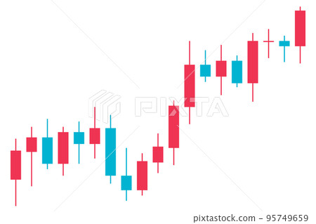 上升燭台圖（紅色和藍色）的插圖 95749659