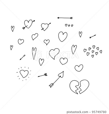 Doodle Valentine's Day hearts set 95749780