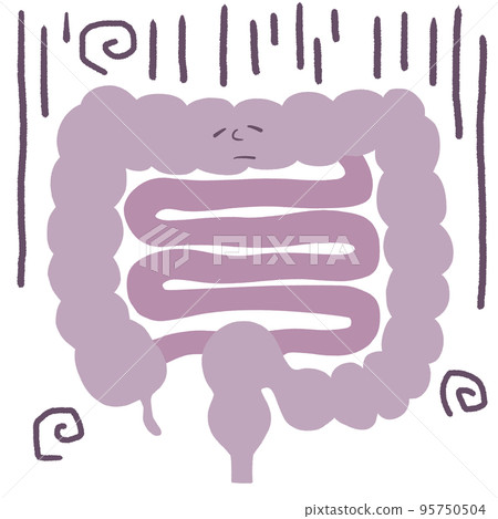 Illustration that disturbs the intestinal environment (gloomy face) Illustration that disturbs the intestinal environment (gloomy face) 95750504