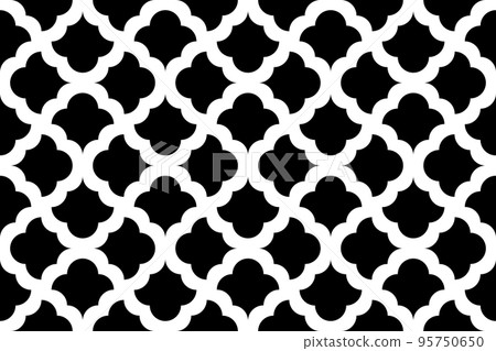 Flower geometric pattern. Seamless background. White and black ornament 95750650