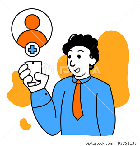 Help, support, partner in new medicine project. Vector illustration with young ambitious smart manager. Business, finance, minimalism, team, managment and target 95751133