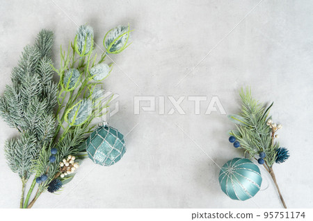 Cristmas decorations over gray background Cristmas decorations over gray background 95751174