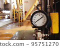 Pressure gauge  in industrial plant, Oil and gas pressure gauge in factory for industry concept. 95751270