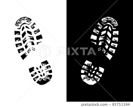 Shoeprints icon in black and white vector sign Shoeprints icon in black and white vector sign 95751394