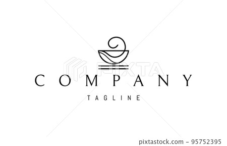 Vector logo on which an abstract image of a cup with steam in the form of a wave. Vector logo on which an abstract image of a cup with steam in the form of a wave. 95752395