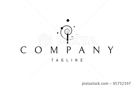 Vector logo on which an abstract image of an artists pencil against the background of a cosmic whirlpool. 95752397