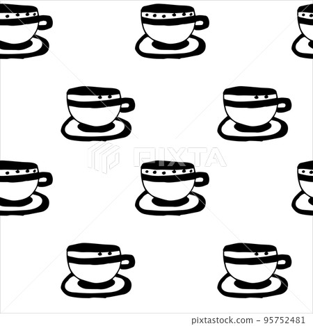 Vector seamless pattern of a glass and saucer Vector seamless pattern of a glass and saucer 95752481