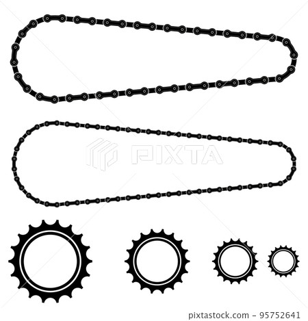 Set of Different Bicycle Chain Frames Isolated on White Background Set of Different Bicycle Chain Frames Isolated on White Background 95752641
