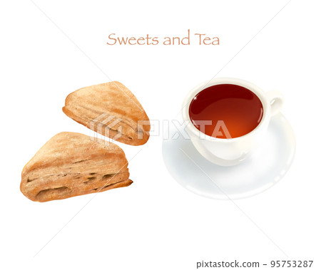 咖啡錐和茶插圖集手繪材料 咖啡錐和茶插圖集手繪材料 95753287