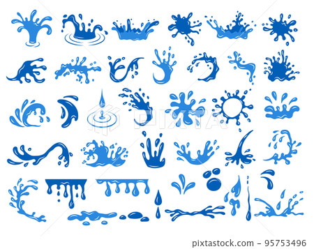 Water drops. Flow liquid paint ink or water recent vector stylized templates isolated 95753496