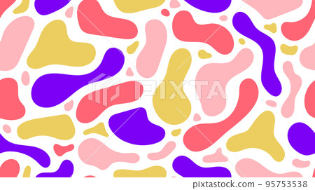 Liquid forms seamless background. Fluid elements repeating wallpaper. Organic blobs backdrop in yellow, purple and red. Modern texture Liquid forms seamless background. Fluid elements repeating wallpaper. Organic blobs backdrop in yellow, purple and red. Modern texture 95753538