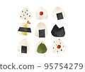 Illustration set of various rice balls 95754279