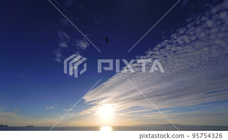 令人耳目一新的秋季沿海夜景，鳥語花香·帶狀雲朵·超廣角·以天空為主·221011pm 95754326