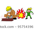 Sparks fly and start a fire 95754396