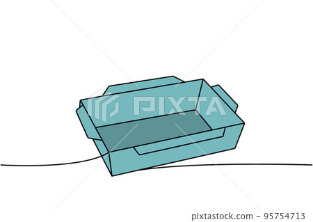 Disposable paper burger box one line colored continuous drawing. Empty cardboard boxes, bags for takeaway food one line colorful illustration. Disposable paper burger box one line colored continuous drawing. Empty cardboard boxes, bags for takeaway food one line colorful illustration. 95754713