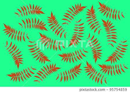 branch with leaves on a green background. vegetation and botany 95754859