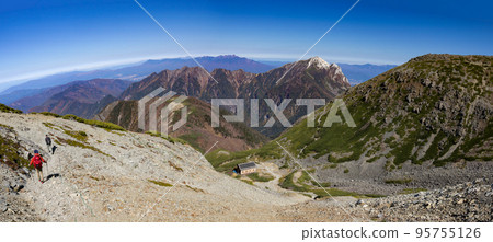 Autumn Scenery from the summit of Mt. Senjogatake in the Southern Alps Mt. Kaikomagatake and Mt. 95755126