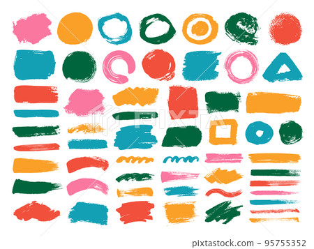 Colorful paint brushes and textures set Colorful paint brushes and textures set 95755352